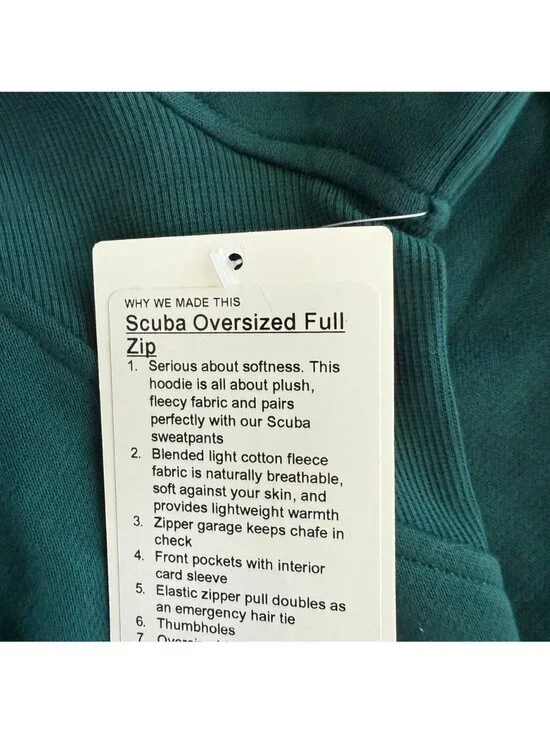 NWT 💚 Lululemon Scuba Oversized Storm Teal Full Zip Hoodie XS / S - Picture 5 of 6